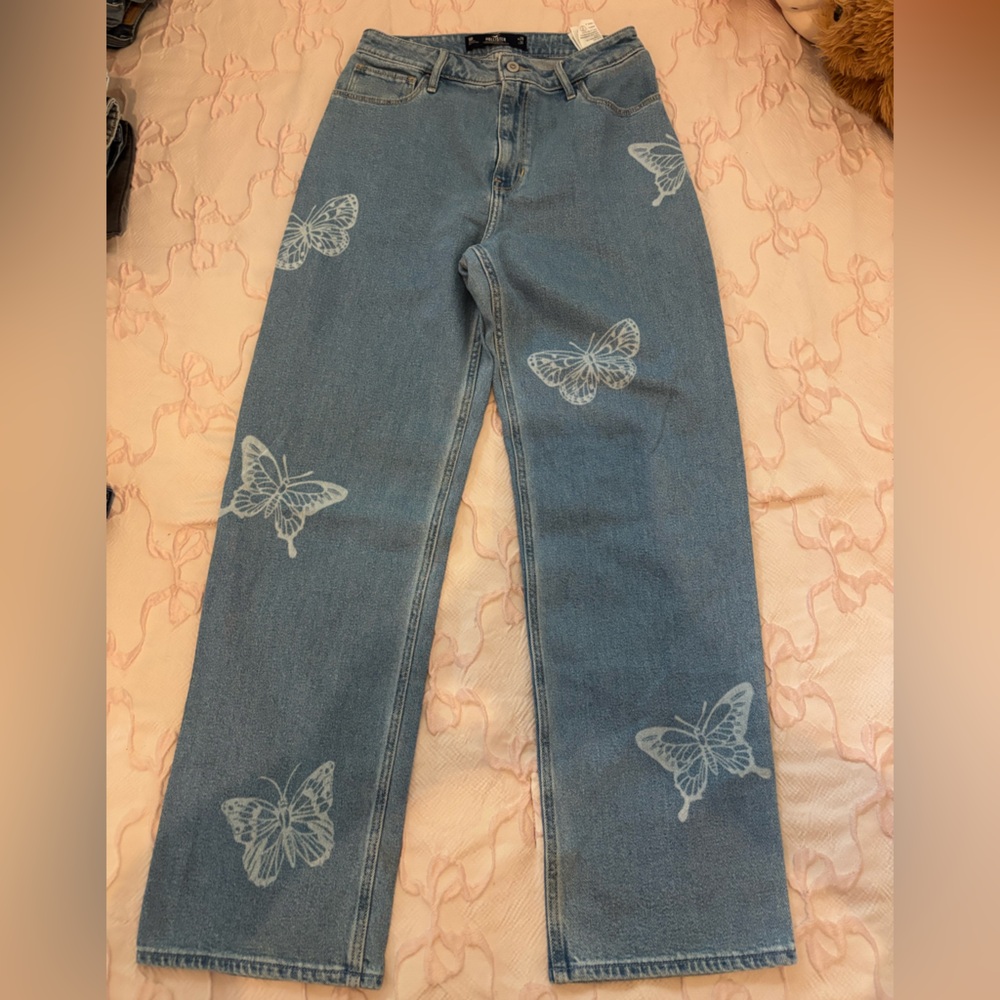 Butterfly Print Blue Jeans